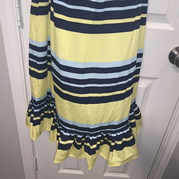 Joe Fresh Yellow Blue Stripe Halter Top Casual Summer Dress Size Large - Picture 7 of 10